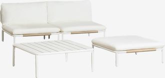 Sklum Conjunto De Jard&iacute;n Con Sof&aacute; Modular De 2 Piezas, Mesa De Centro Y Puff En Acero Roubly Sklum