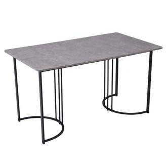 Urban Meuble Mesa de comedor efecto m&aacute;rmol gris con patas de metal negro