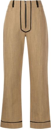 Isolda Susan fine-check cropped trousers - women - Cotton/Modal/Linen/Flax/Viscose/Cotton - 40 - Brown
