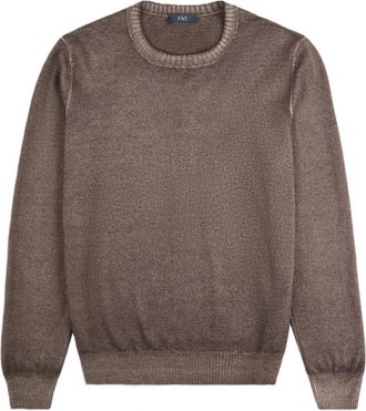 Fay Maglione Girocollo Tinto Capo F.12 - - Knitwear - Uomo - Marrone - S