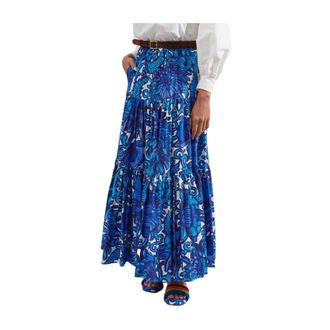 La DoubleJ Falda de Algod&oacute;n con Volantes - Skirts - Mujer - Azul - L