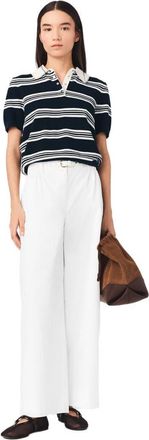Maje Wide-leg cotton trousers in White at Nordstrom, Size 42 Eu