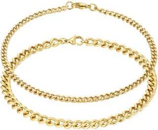 Adornia Set of 2 18K Gold Plated Curb Chain Anklets at Nordstrom Rack