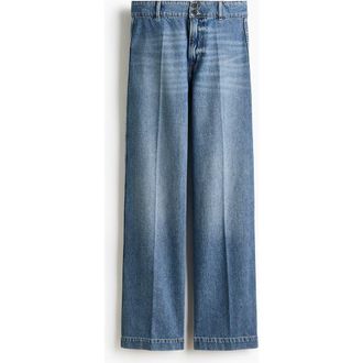 H&M Wide High Waist Jeans in Denim Blue at Nordstrom, Size 16