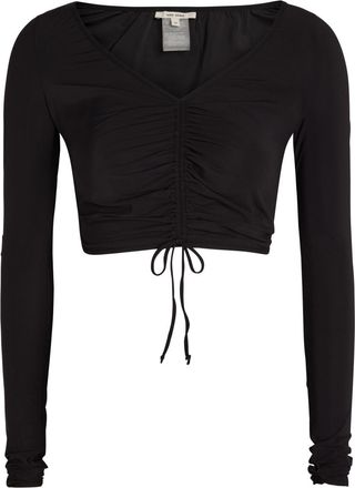 Nensi Dojaka Ruched Stretch-jersey Crop top - Black - 36 (UK4 / Xxs)
