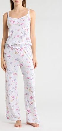 Jaclyn Henley Camisole & Flare Leg Pants Pajamas in Lightning Ditsy White at Nordstrom Rack, Size X-Large