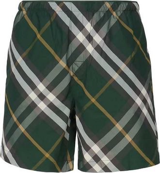 Burberry Checkered Twill Swim Shorts, Size 3XL