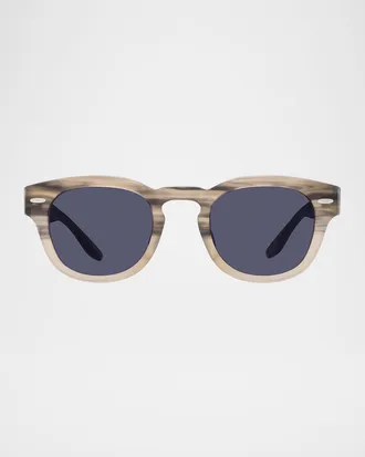 Barton Perreira Men & apos;s Demarco Keyhole-Bridge Acetate Rectangle Sunglasses
