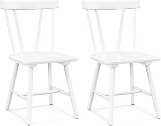 Costway Costway - Set of 2 Windsor Dining Chairs Wooden Side Chair Armless Chairs W/Ergonomic Back