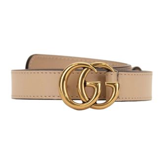 Gucci Accessoires, Dames, Beige, 80 CM, Leer, GG Plaque Riem