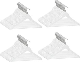 vidaXL Juego Perchas Ropa 100 Uds Antideslizantes Madera Dura Blanco Vidaxl