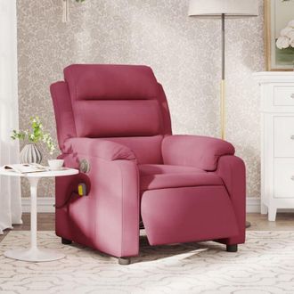 vidaXL vidaXL Poltrona Massaggiante Reclinabile Elettrica Rosso Vino Velluto