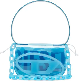 Diesel 1DR-Iconic shoulder bag in transparent TPU - Shoulder Bags - Woman - Blue
