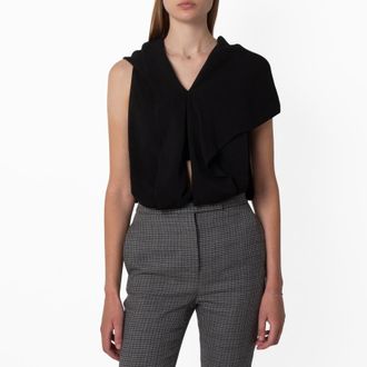 Ferragamo Draped Hooded Sleeveless Top, Brand Size 40 ( US Size 6 )