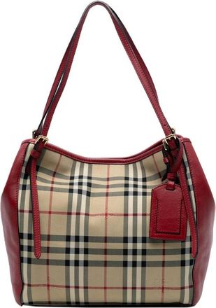 Burberry Pre-owned Shoulder Bags, female, Brown, Size: ONE SIZE Pre-owned Leather Trim Shoulder Bag