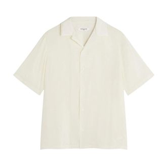 Maison Kitsun&eacute; Short Sleeve Shirts, male, Beige, Size: XL Bali Resort Shirt