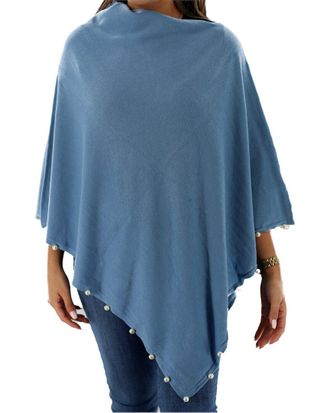 La Fiorentina Pearl Trim Detail Poncho