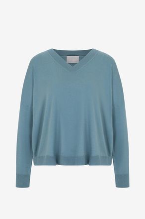 Hemisphere Leichter Boxy-Pullover mit V-Ausschnitt aus Wolle