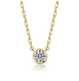 Rachel Glauber Round Stud Necklace with Clear Cubic Zirconia