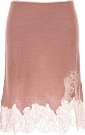 Fendi Womens Pink Cashmere Blend Skirt - Rose Gold - Size EU 44 (Womens)