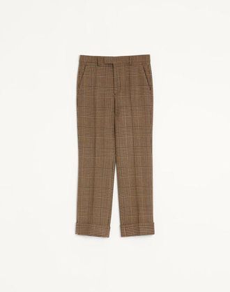 Valentino Valentino Wool Trousers with Glen Plaid Pattern and Turn-ups