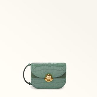 Furla Sfera Crossbody Mini Mineral Green Green Crocodile Print Calfskin + Suede Woman