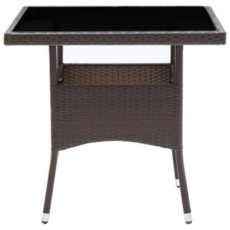 Berkfield Home Garden Dining Table Brown Poly Rattan