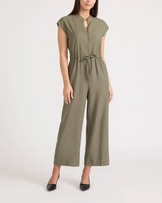 Ellen Tracy Womens Crinkle Jumpsuit