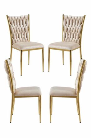 Regalos Miguel Packs Sillas Comedor - Pack 4 Sillas Wiwen Golden Terciopelo - Beige