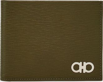 Ferragamo Men Gancini wallet with ID window Green