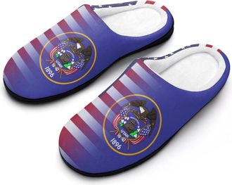 Generic US & Utah State Flag Funny Womens Cotton Slippers Shoes Novelty Soft Non-Slip Sole Home Shoe