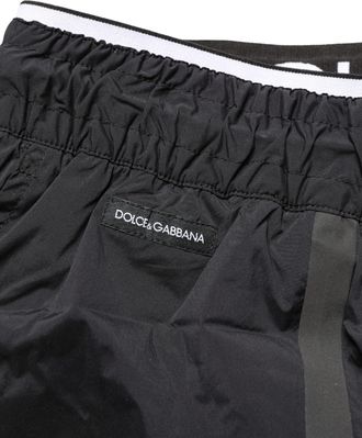 Dolce & Gabbana Black Nylon Elastic Waist Swim Shorts Mens Swimwear (Pre-Owned)
