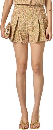 English Factory Pleated Tweed Shorts in Yellow Multi at Nordstrom, Size X-Small
