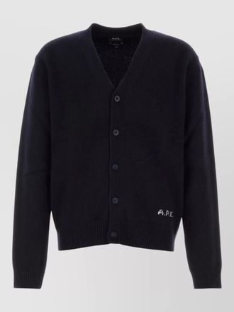 A.P.C. kevin wool cardigan ribbed cuffs hem