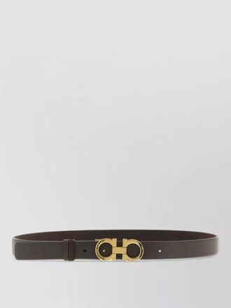 Ferragamo leather belt adjustable fit gold tone buckle