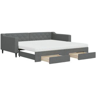 vidaXL Vidaxl - Sof&aacute; Cama Nido Con Cajones Tela Gris Oscuro 100x200 Cm