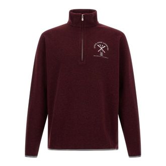 Brunello Cucinelli Sweatshirt met Halve Rits en Hoge Kraag - Heren - Sweatshirts & Hoodies - Rood - Maat: S Katoen