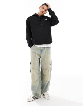 The North Face Essential - Felpa oversize con cappuccio nera con logo-Nero