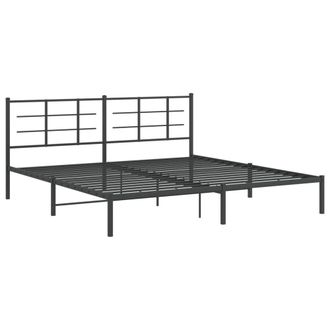 Berkfield Home Metal Bed Frame without Mattress with Headboard Black 193x203cm | Size: 193x203 cm