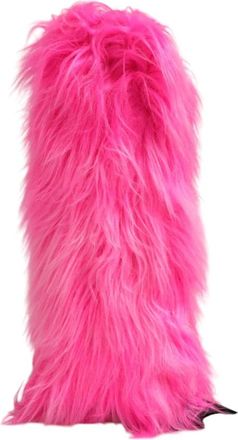 Dolce & Gabbana Roze Faux Fur High Heel Laarzen - Dames - Winterlaarzen - Roze - 38 EU - Nepbont - Schoenen