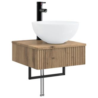 vidaXL Lavabo De Lavado Montado En La Pared Roble Artesanal Vidaxl