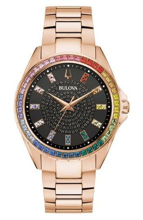 Bulova Phantom Crystal Quartz Bracelet Watch, 40mm x 12.7mm in Gold at Nordstrom Rack