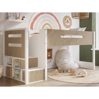 Flair Luca Ribbed Mid Sleeper Bed in Light Oak | Size: Single