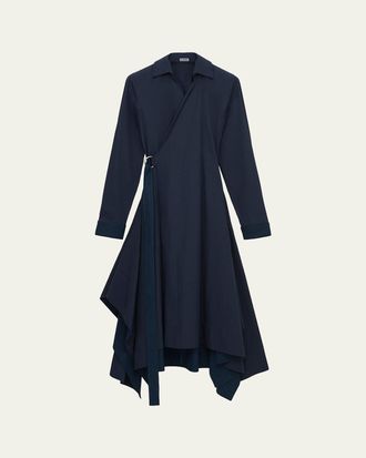 Loewe Long-Sleeve Handkerchief Midi Wrap Shirtdress