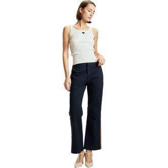Cynthia Rowley Cotton Cropped Flared Pants in Navy at Nordstrom, Size 6