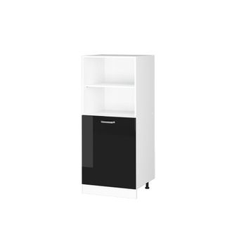 Vicco Mueble Despensa Universal R-line, Negro Brillo Intenso, 60 Cm Con Estantes Abiertos Y Puerta, Vicco