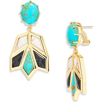 Lele Sadoughi Stone Lotus Earrings in Onyx Turquoise at Nordstrom