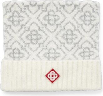 Casablanca Ski Monogram Mohair Beanie - unisex - Hoeden - Wit - ONE Size - Katoen - Accessoires