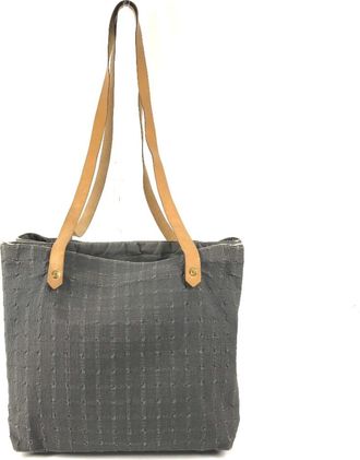 Herm&egrave;s Ahmedabad Gray Cotton Shoulder Bag Tote Bag (Pre-Owned)
