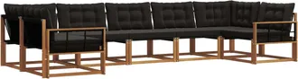 vidaXL Conjunto De Sof&aacute;s De Exterior 7 Uds. Natural Y Negro Vidaxl